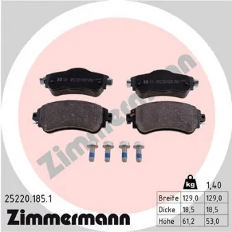 Jeu de 4 plaquettes de frein avant ZIMMERMANN 25220.185.1