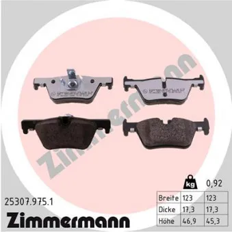 Jeu de 4 plaquettes de frein arrière ZIMMERMANN 25307.975.1