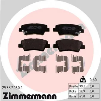 Jeu de 4 plaquettes de frein arrière ZIMMERMANN 25337.160.1