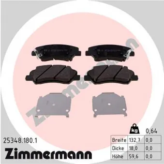 Jeu de 4 plaquettes de frein avant ZIMMERMANN 25348.180.1