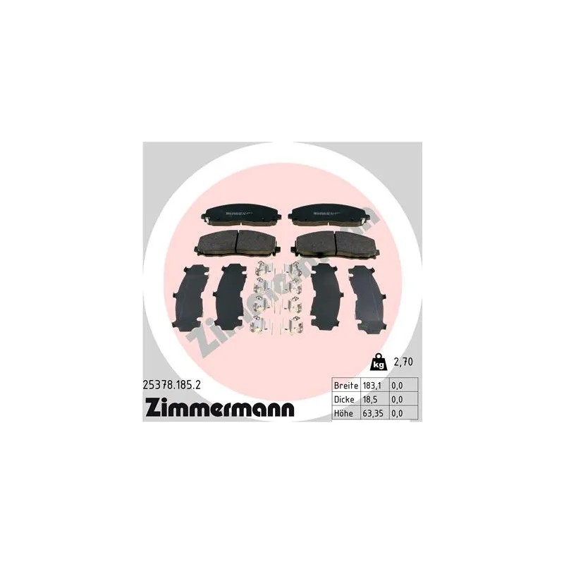 Jeu de 4 plaquettes de frein avant ZIMMERMANN 25378.185.2
