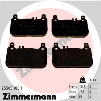 Jeu de 4 plaquettes de frein avant ZIMMERMANN 25505.180.1