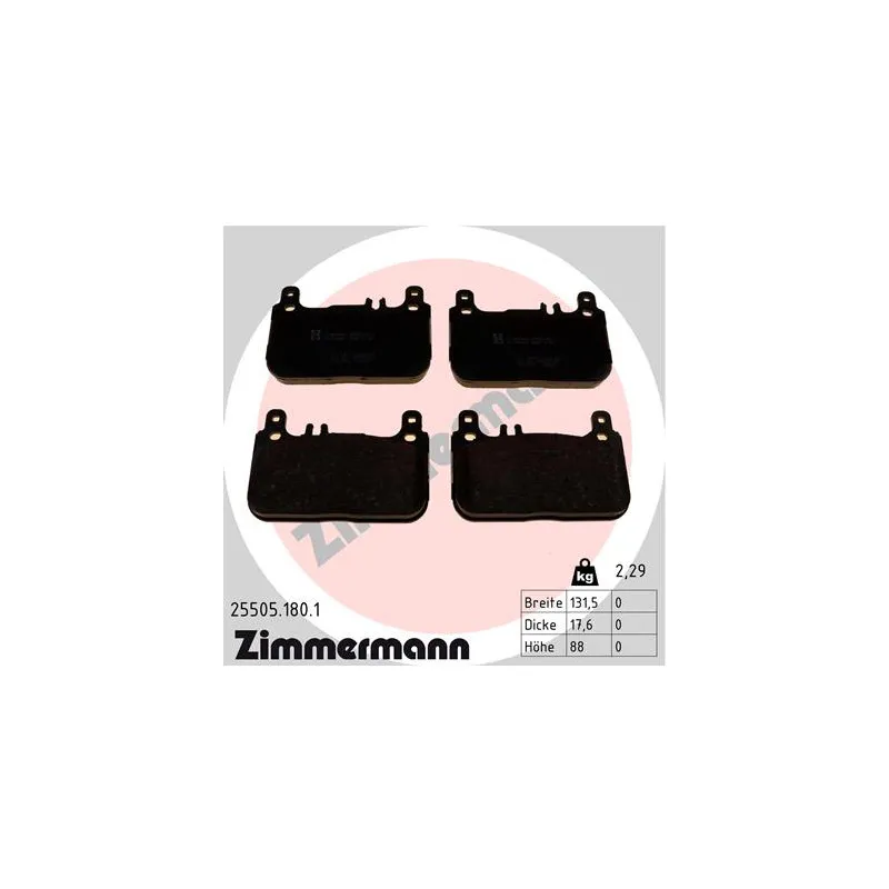 Jeu de 4 plaquettes de frein avant ZIMMERMANN 25505.180.1