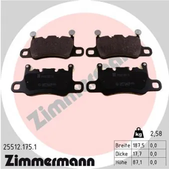 Jeu de 4 plaquettes de frein arrière ZIMMERMANN 25512.175.1