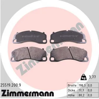 Jeu de 4 plaquettes de frein avant ZIMMERMANN 25519.200.9