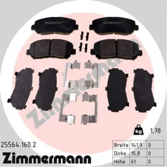 Jeu de 4 plaquettes de frein avant ZIMMERMANN 25564.160.2