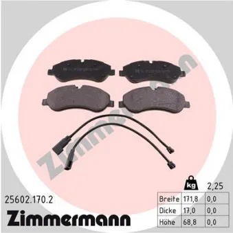 Jeu de 4 plaquettes de frein avant ZIMMERMANN 25602.170.2
