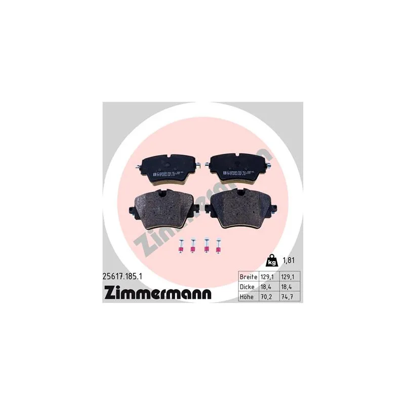 Jeu de 4 plaquettes de frein avant ZIMMERMANN 25617.185.1