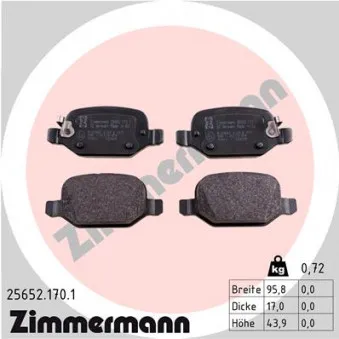 Jeu de 4 plaquettes de frein arrière ZIMMERMANN 25652.170.1