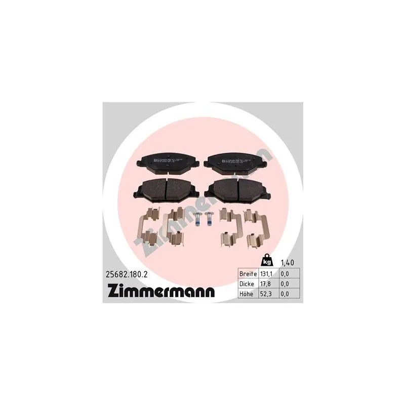 Jeu de 4 plaquettes de frein avant ZIMMERMANN 25682.180.2