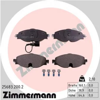 Jeu de 4 plaquettes de frein avant ZIMMERMANN 25683.200.2