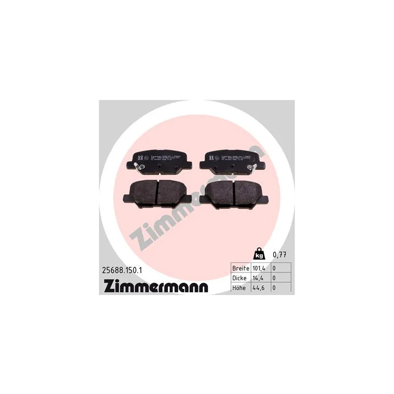 Jeu de 4 plaquettes de frein arrière ZIMMERMANN 25688.150.1