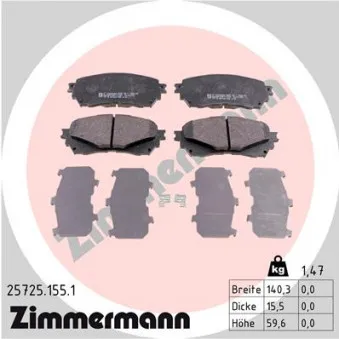Jeu de 4 plaquettes de frein avant ZIMMERMANN 25725.155.1