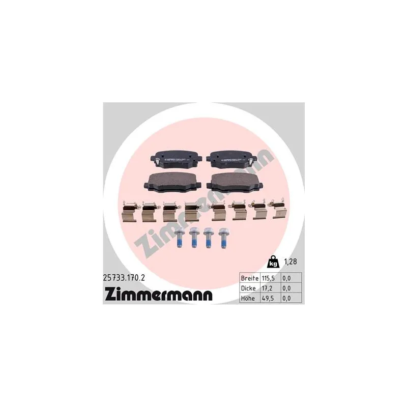 Jeu de 4 plaquettes de frein arrière ZIMMERMANN 25733.170.2