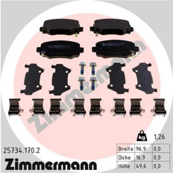 Jeu de 4 plaquettes de frein arrière ZIMMERMANN 25734.170.2