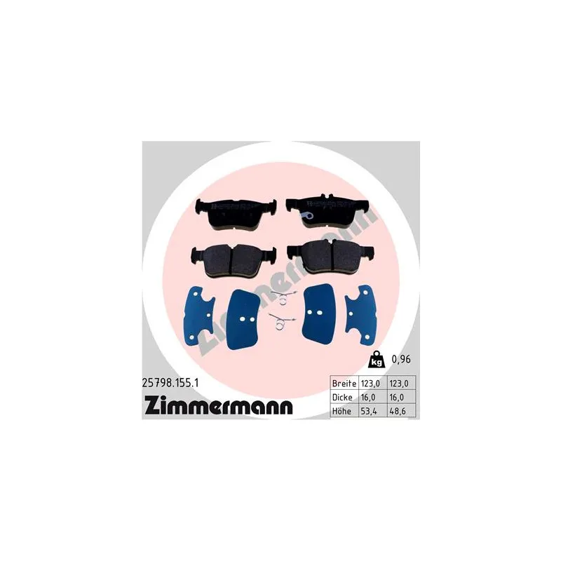 Jeu de 4 plaquettes de frein arrière ZIMMERMANN 25798.155.1