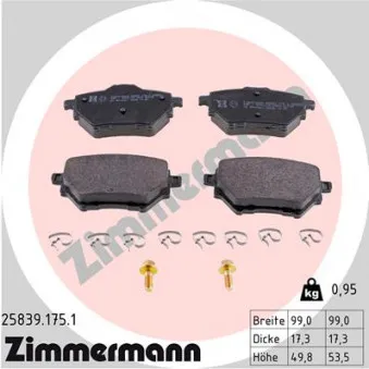 Jeu de 4 plaquettes de frein arrière ZIMMERMANN 25839.175.1