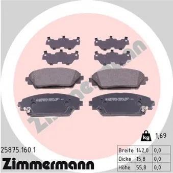 Jeu de 4 plaquettes de frein avant ZIMMERMANN 25875.160.1