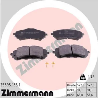 Jeu de 4 plaquettes de frein avant ZIMMERMANN 25895.185.1