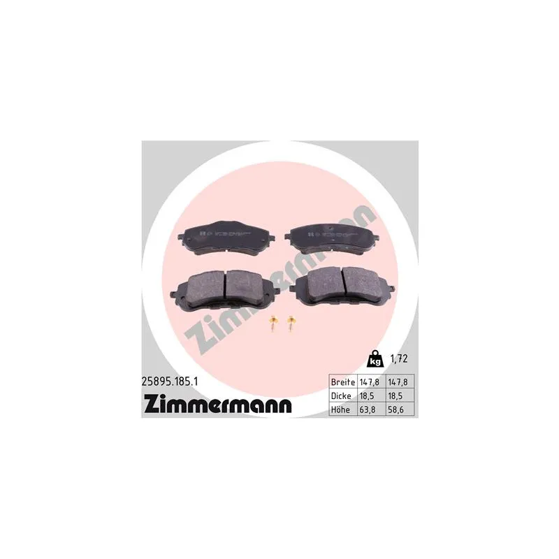 Jeu de 4 plaquettes de frein avant ZIMMERMANN 25895.185.1