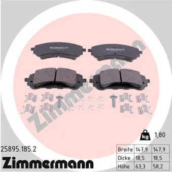 Jeu de 4 plaquettes de frein avant ZIMMERMANN 25895.185.2