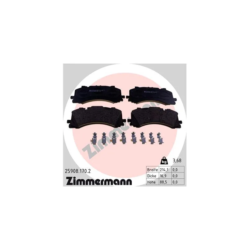 Jeu de 4 plaquettes de frein avant ZIMMERMANN 25908.170.2