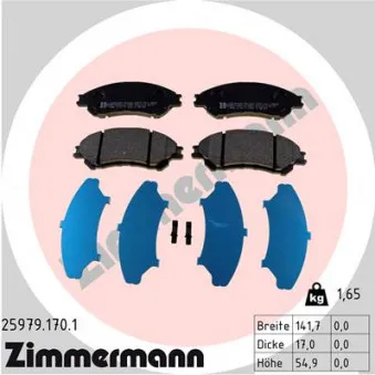 Jeu de 4 plaquettes de frein avant ZIMMERMANN 25979.170.1