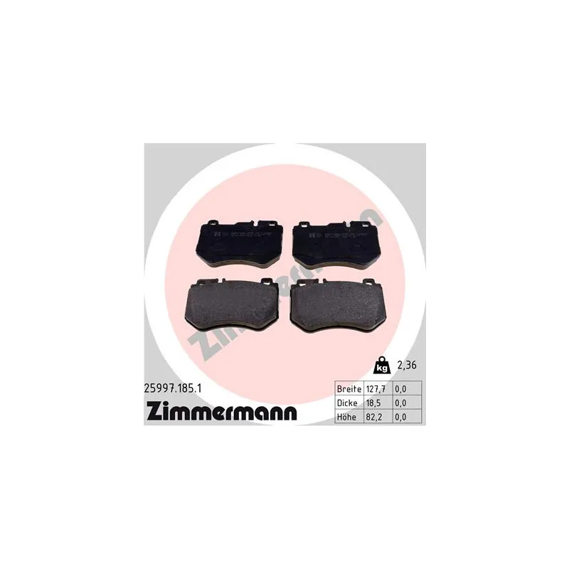Jeu de 4 plaquettes de frein avant ZIMMERMANN 25997.185.1