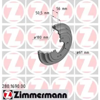 Tambour de frein ZIMMERMANN 280.1690.00