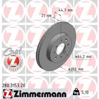 Jeu de 2 disques de frein avant ZIMMERMANN 280.3153.20