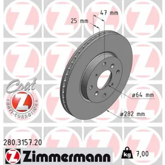 Jeu de 2 disques de frein avant ZIMMERMANN 280.3157.20