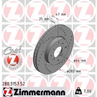 Jeu de 2 disques de frein avant ZIMMERMANN 280.3157.52