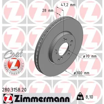 Jeu de 2 disques de frein avant ZIMMERMANN