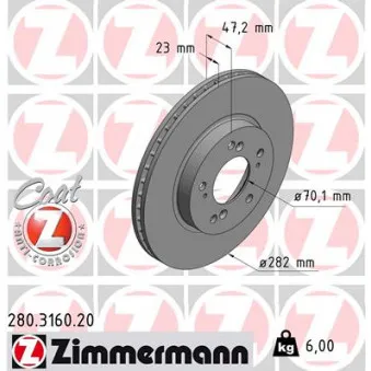 Jeu de 2 disques de frein avant ZIMMERMANN 280.3160.20