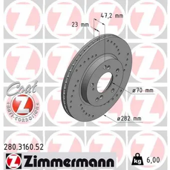 Jeu de 2 disques de frein avant ZIMMERMANN 280.3160.52