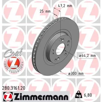 Jeu de 2 disques de frein avant ZIMMERMANN 280.3161.20