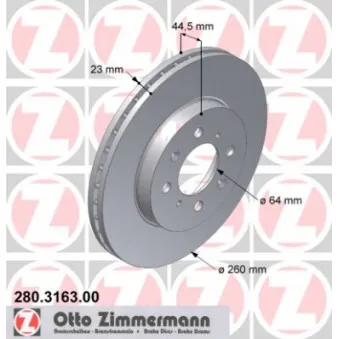Jeu de 2 disques de frein avant ZIMMERMANN 280.3163.00