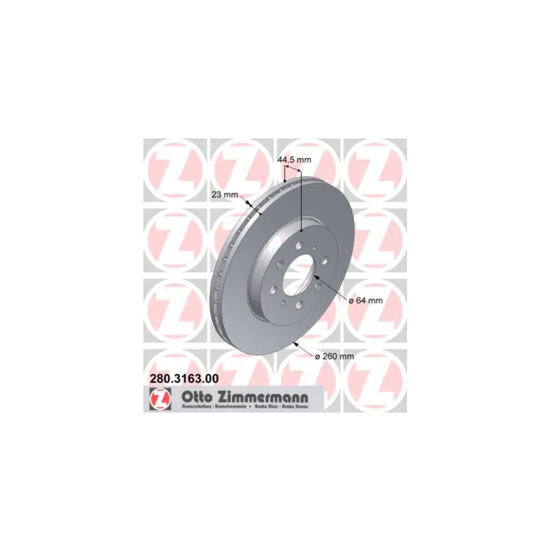 Jeu de 2 disques de frein avant ZIMMERMANN 280.3163.00