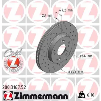 Jeu de 2 disques de frein avant ZIMMERMANN 280.3167.52