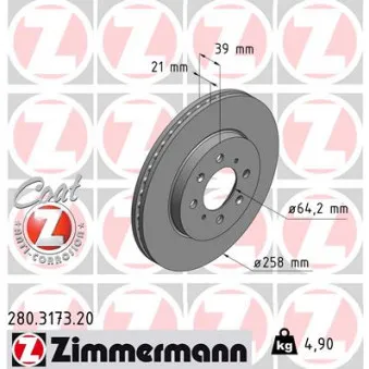 Jeu de 2 disques de frein avant ZIMMERMANN 280.3173.20