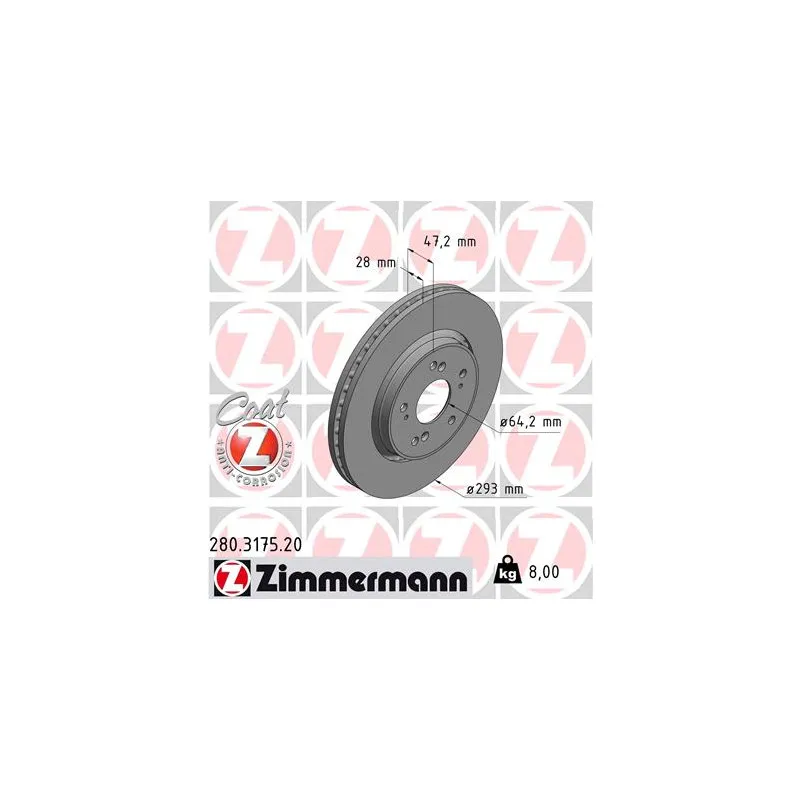 Jeu de 2 disques de frein avant ZIMMERMANN 280.3175.20
