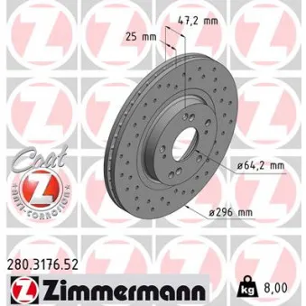 Jeu de 2 disques de frein avant ZIMMERMANN 280.3176.52