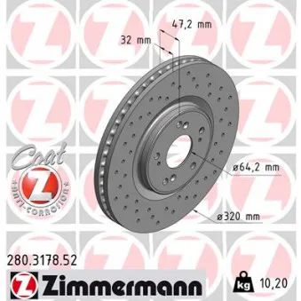 Jeu de 2 disques de frein avant ZIMMERMANN 280.3178.52