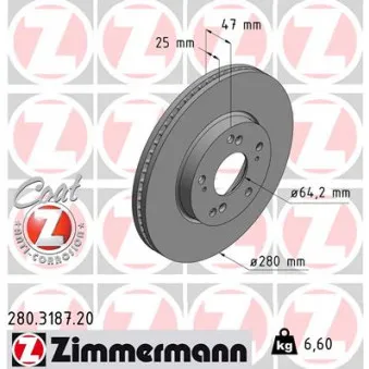 Jeu de 2 disques de frein avant ZIMMERMANN 280.3187.20