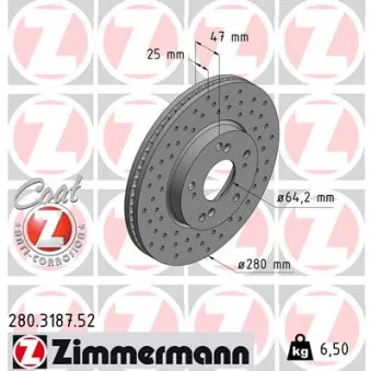 Jeu de 2 disques de frein avant ZIMMERMANN 280.3187.52