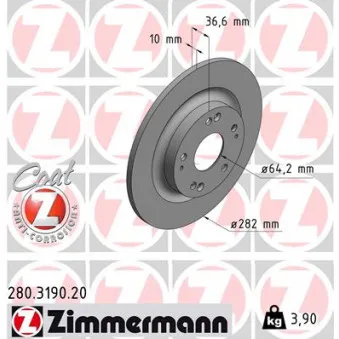 Jeu de 2 disques de frein arrière ZIMMERMANN 280.3190.20