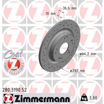 Jeu de 2 disques de frein arrière ZIMMERMANN 280.3190.52