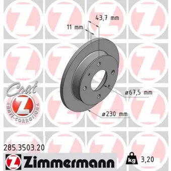 Jeu de 2 disques de frein avant ZIMMERMANN 285.3503.20