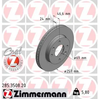 Jeu de 2 disques de frein avant ZIMMERMANN 285.3508.20