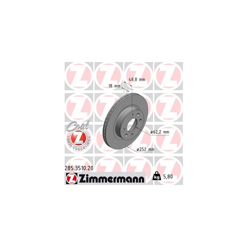 Jeu de 2 disques de frein avant ZIMMERMANN 285.3510.20